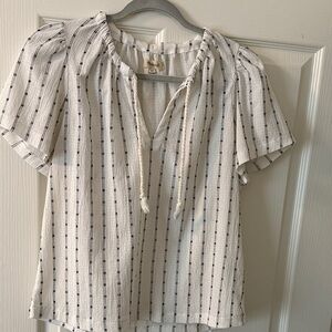 Madewell White and Black Striped Blouse
